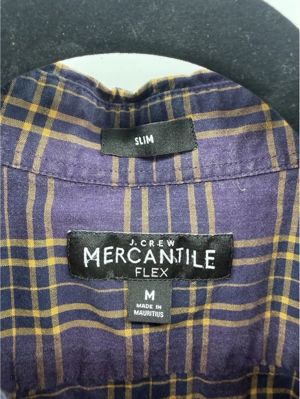 J.Crew Mercantile Flex Slim Fit Plaid Button Down Shirt Purple Gold Men’s M